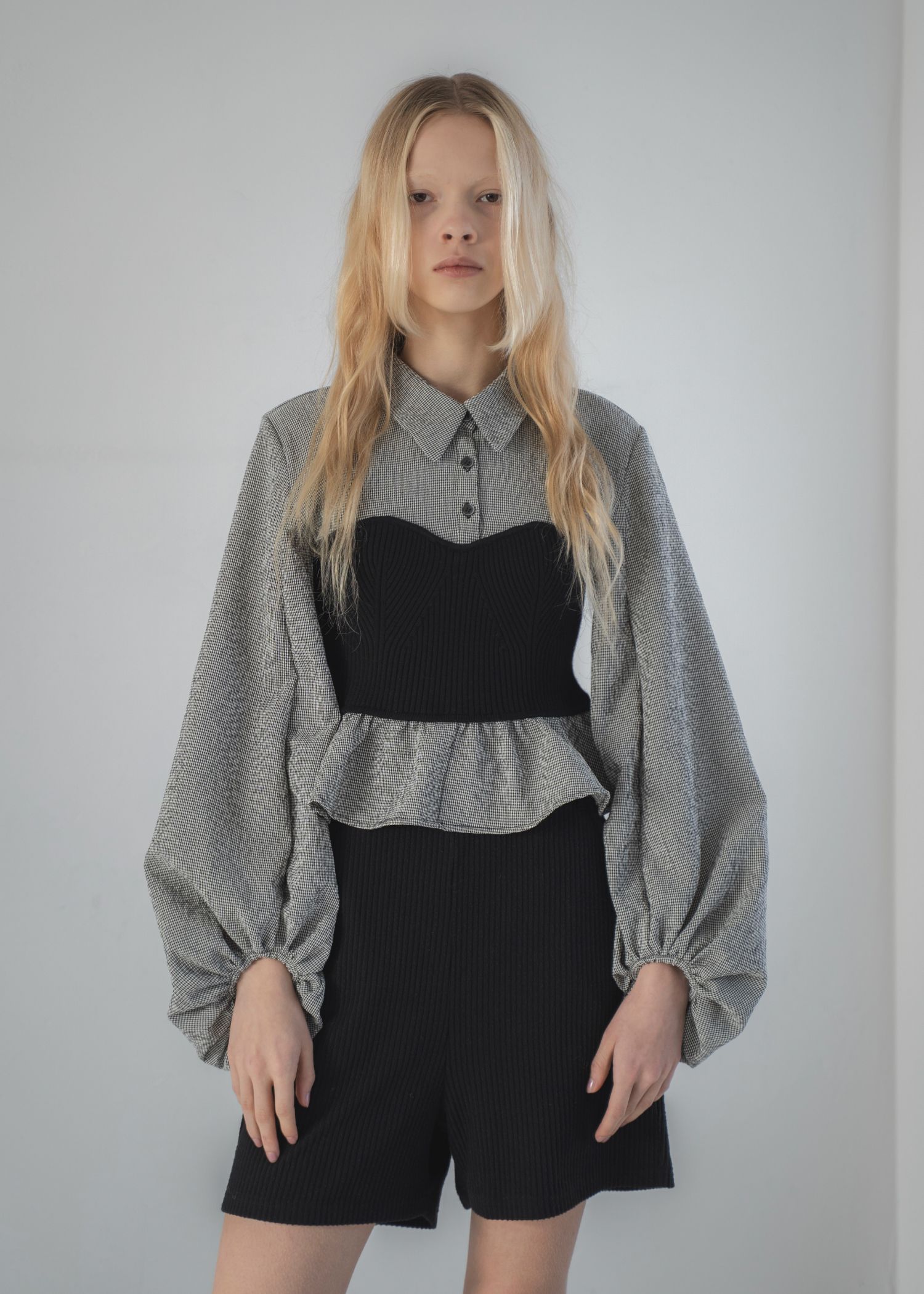 knit bustier docking peplum BL