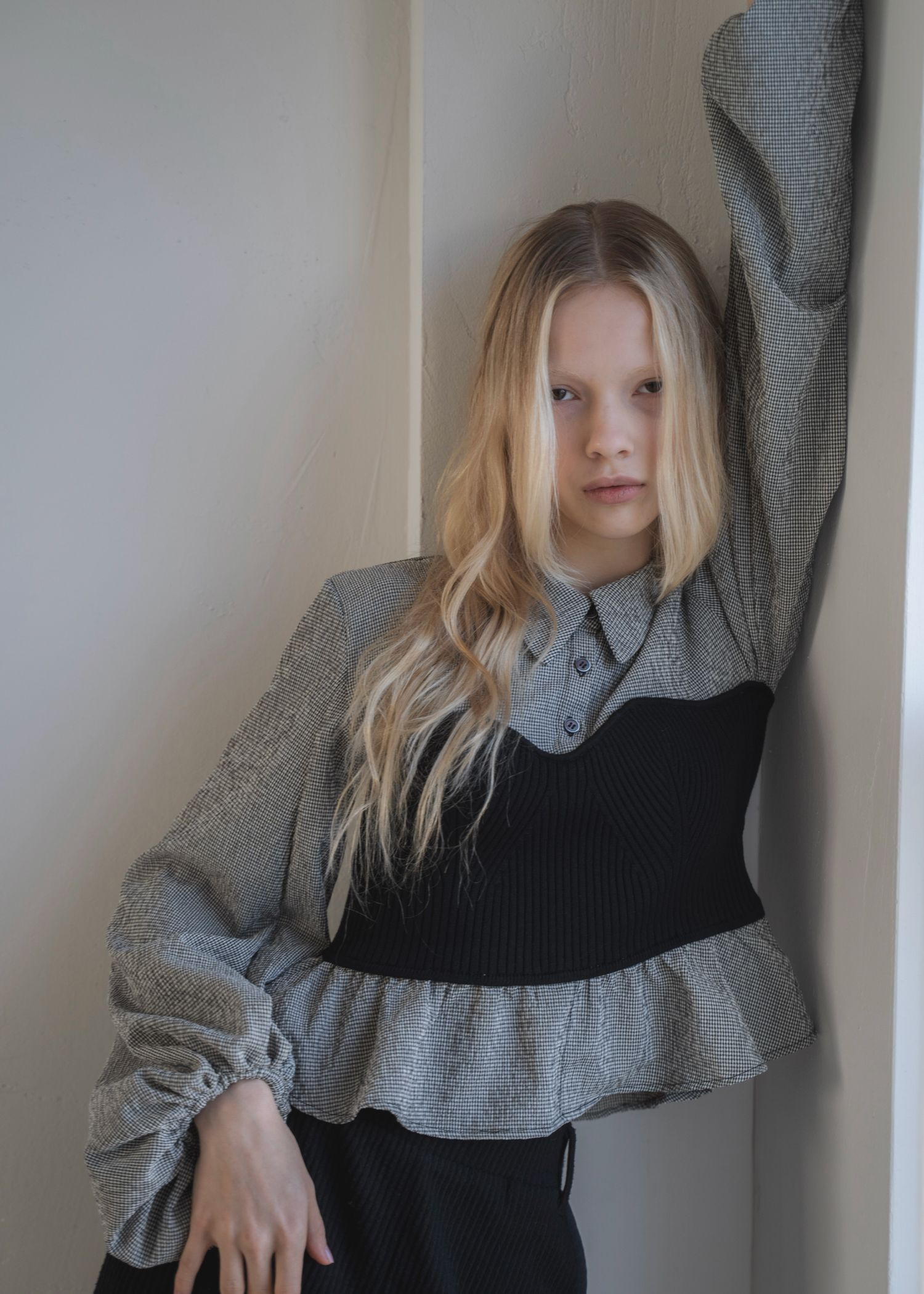 knit bustier docking peplum BL