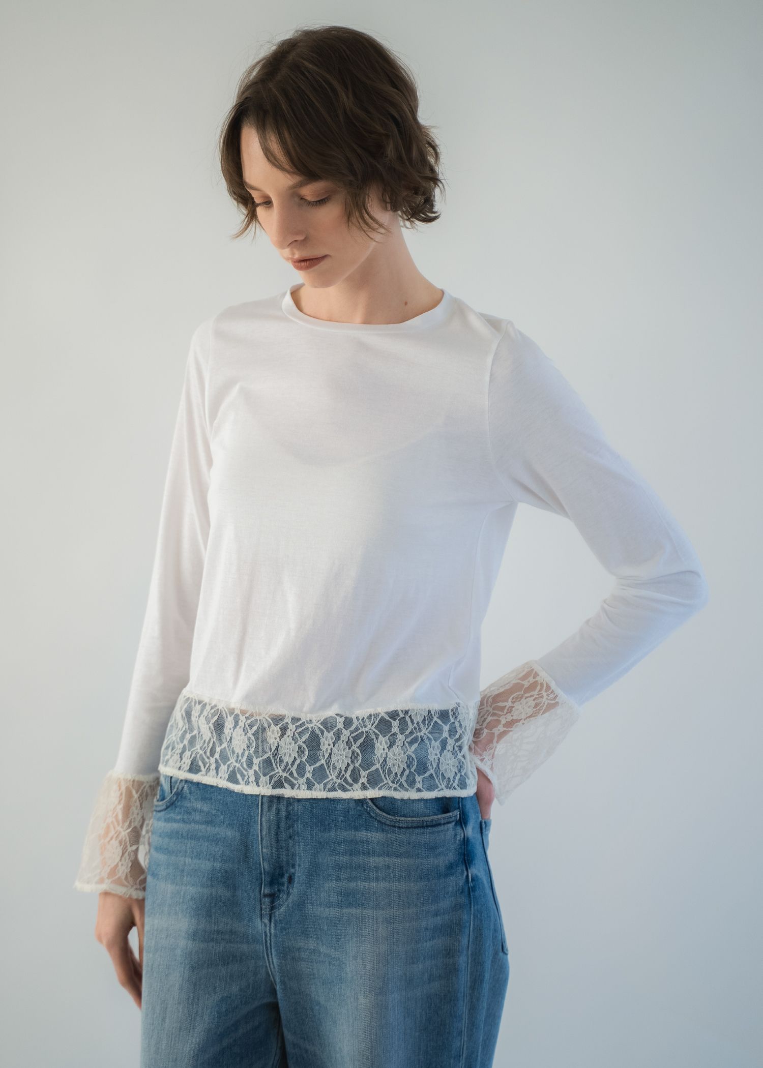 hem lace sheer cut and sew tops