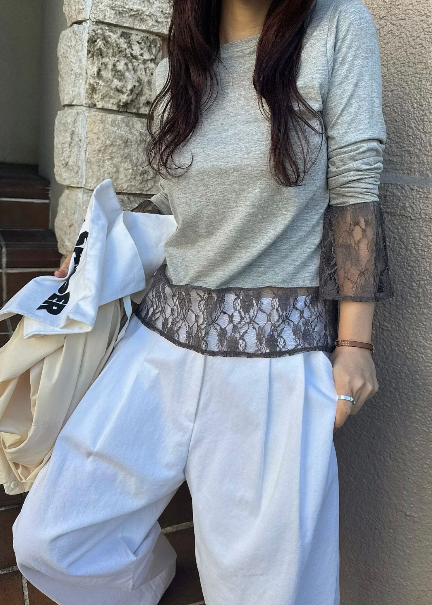 hem lace sheer cut and sew tops