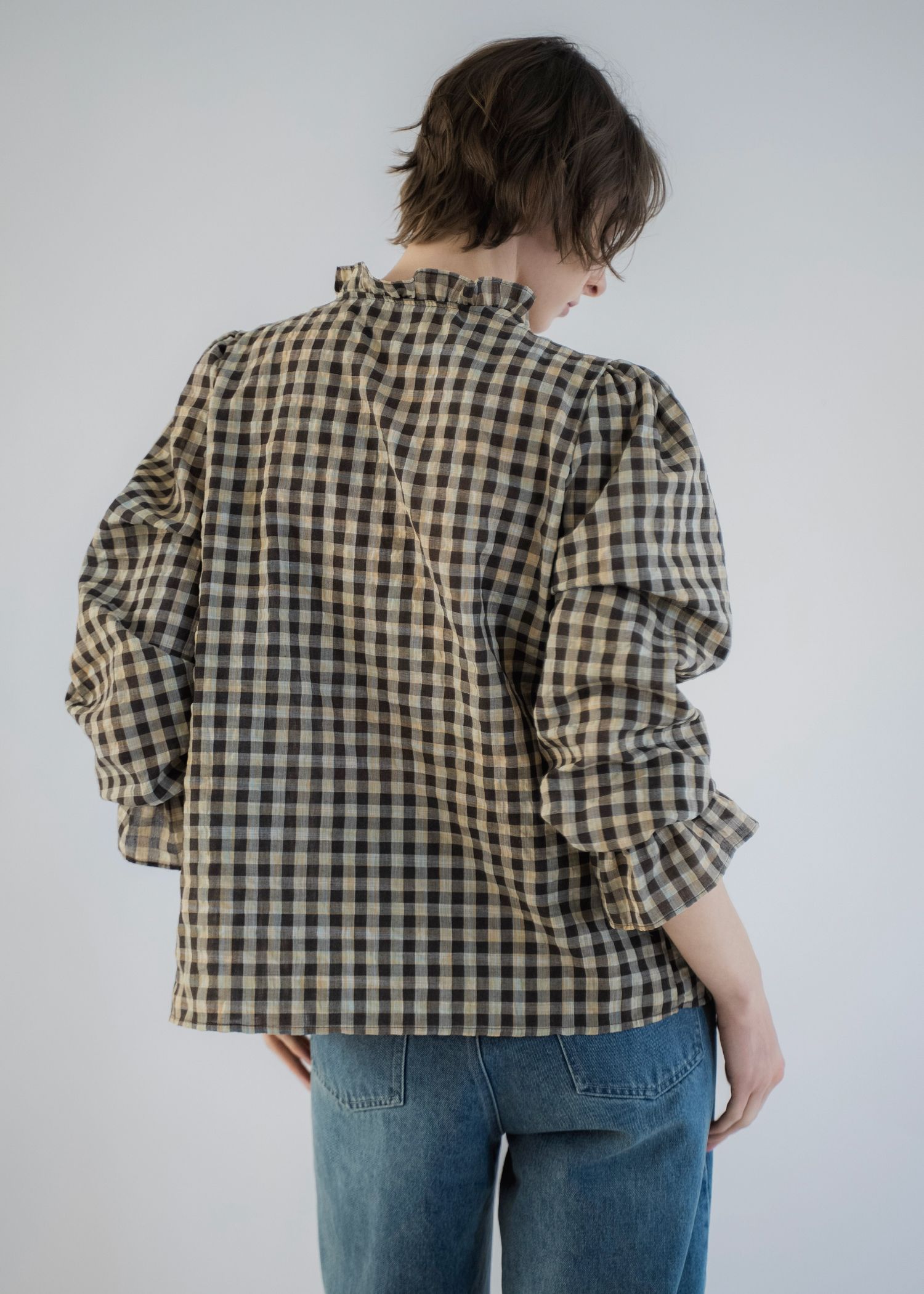 gingham check seersucker frill BL