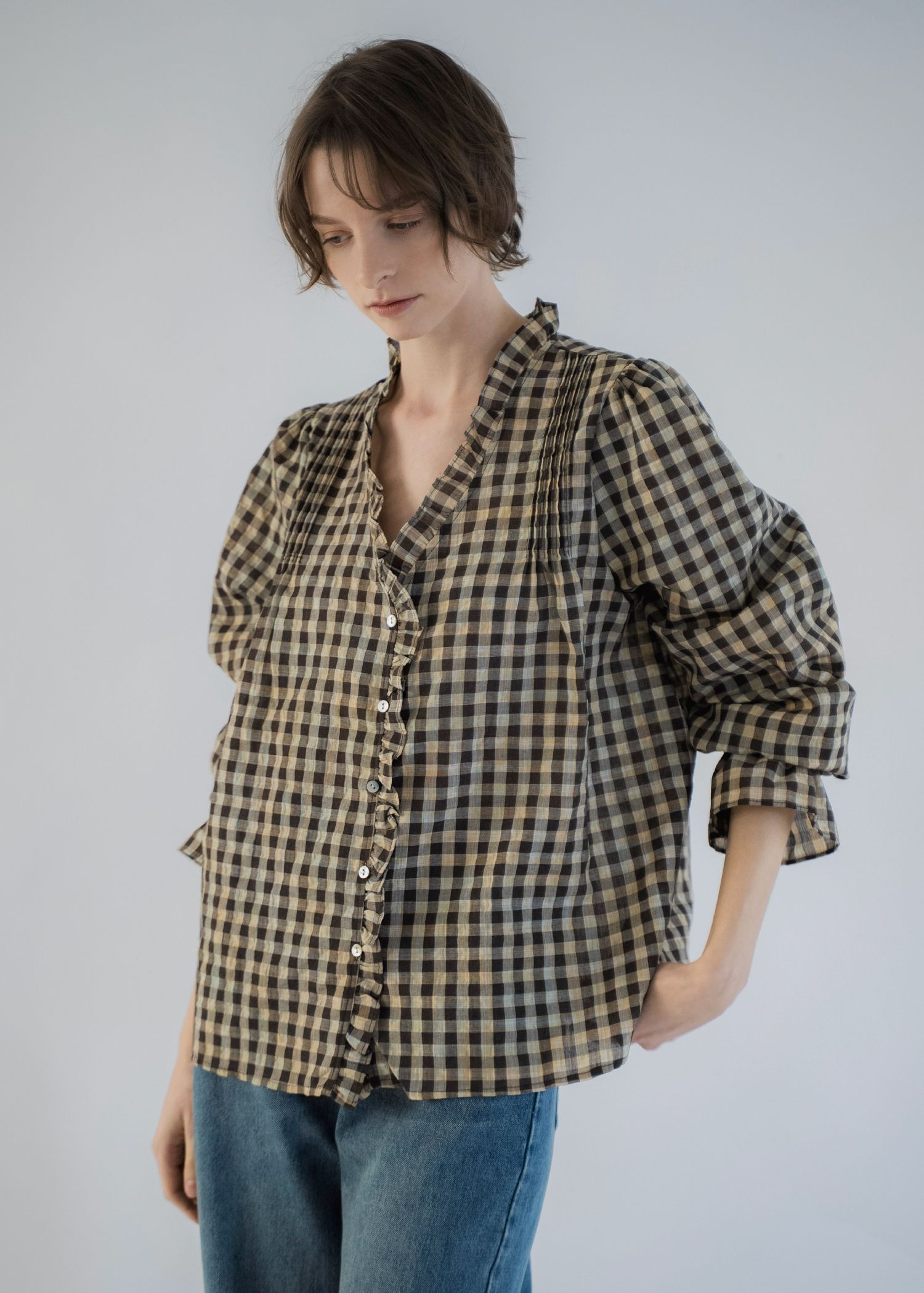 gingham check seersucker frill BL