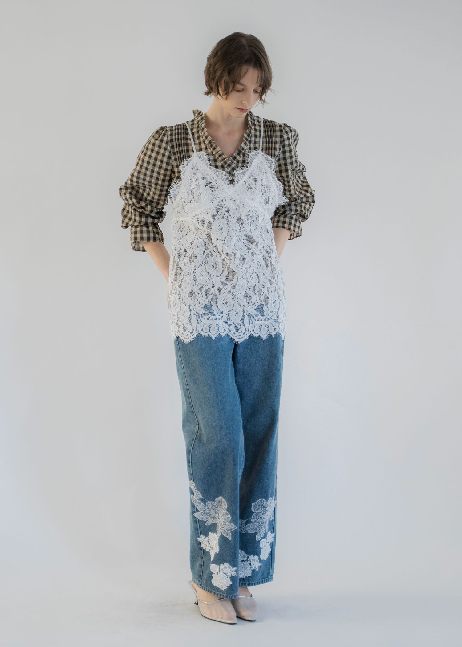 gingham check seersucker frill BL