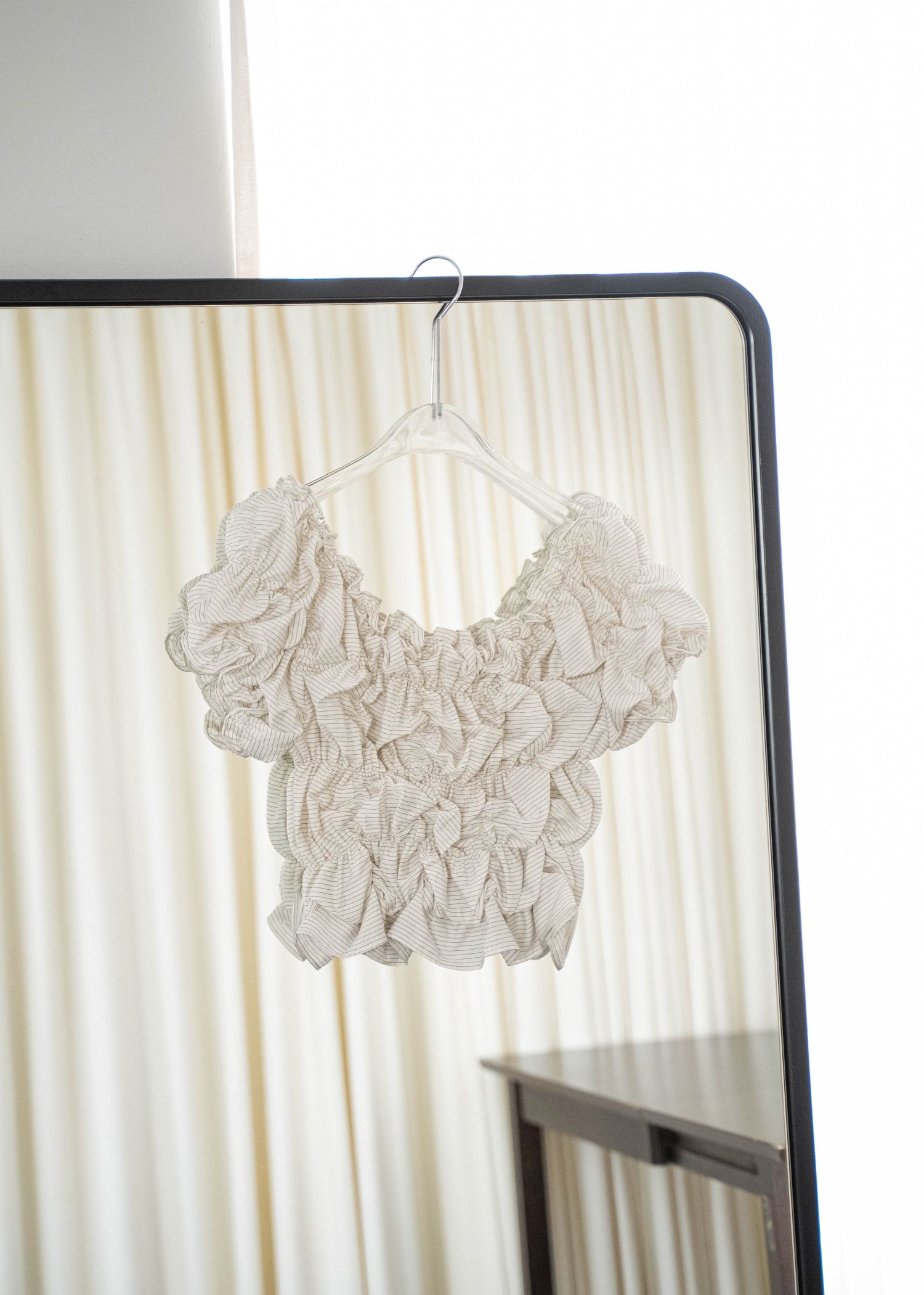 whip shirring stripe 2way tops