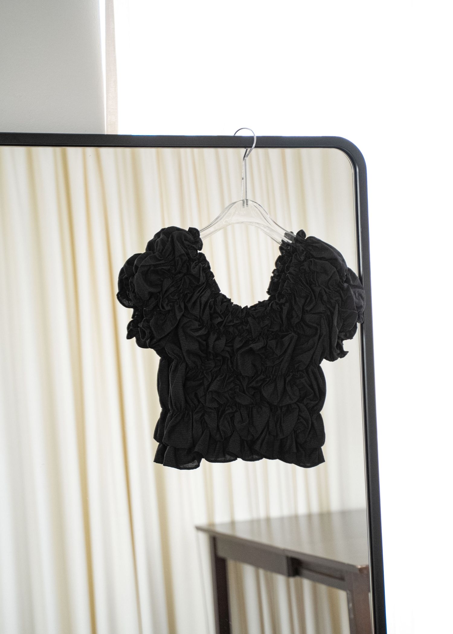 whip shirring stripe 2way tops