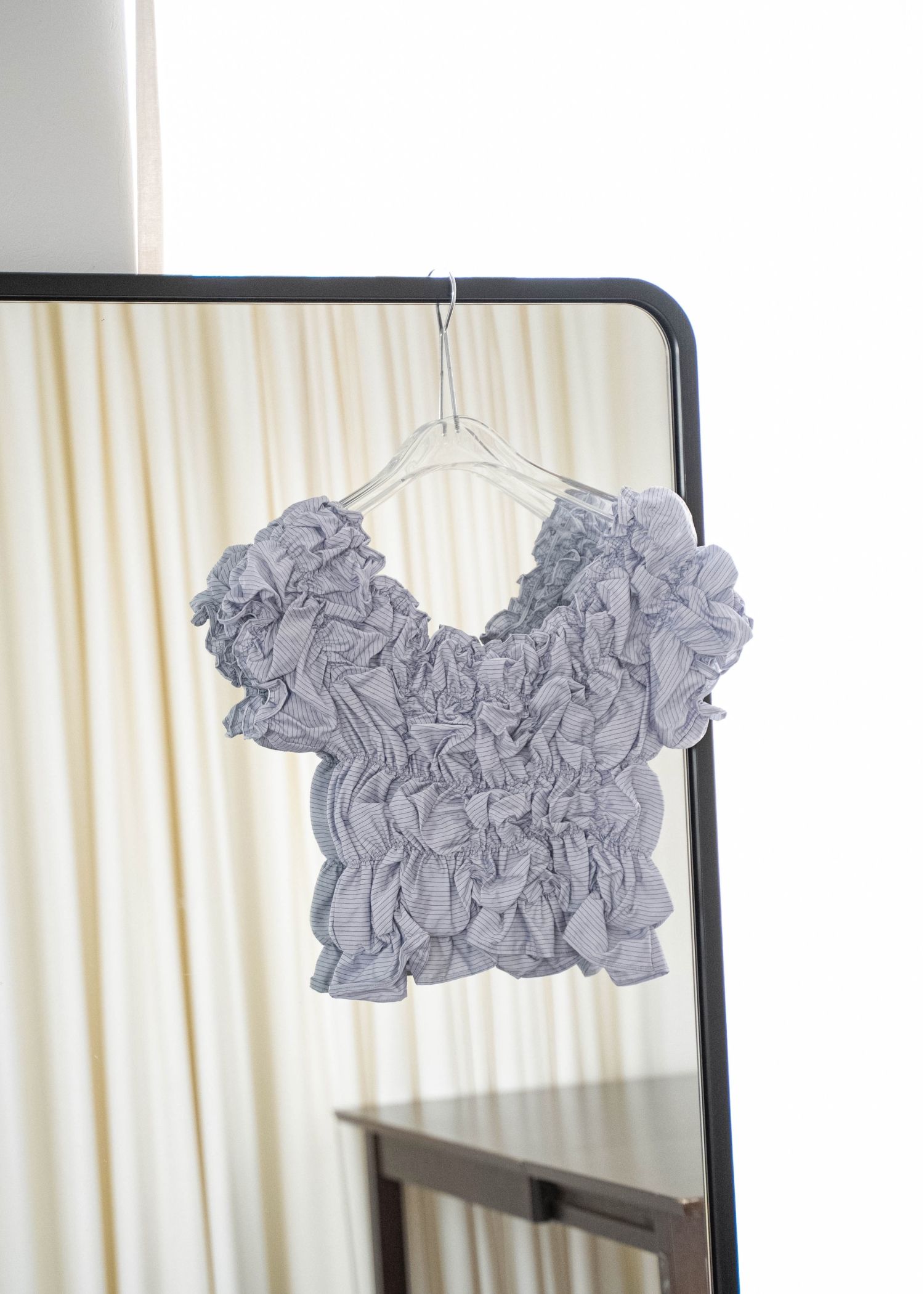 whip shirring stripe 2way tops