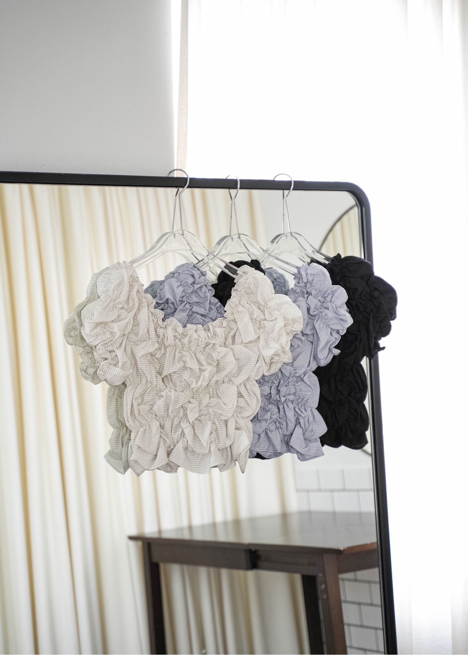 whip shirring stripe 2way tops