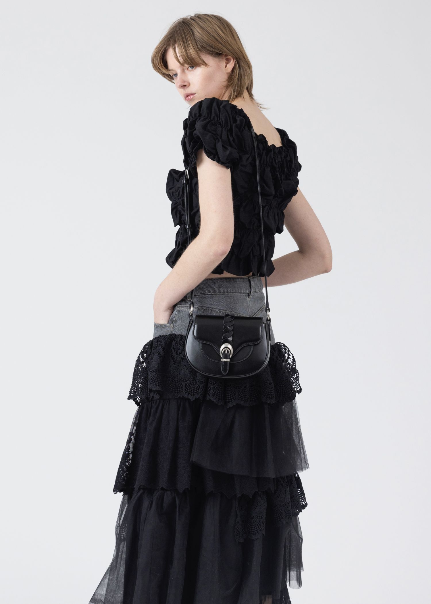 whip shirring stripe 2way tops