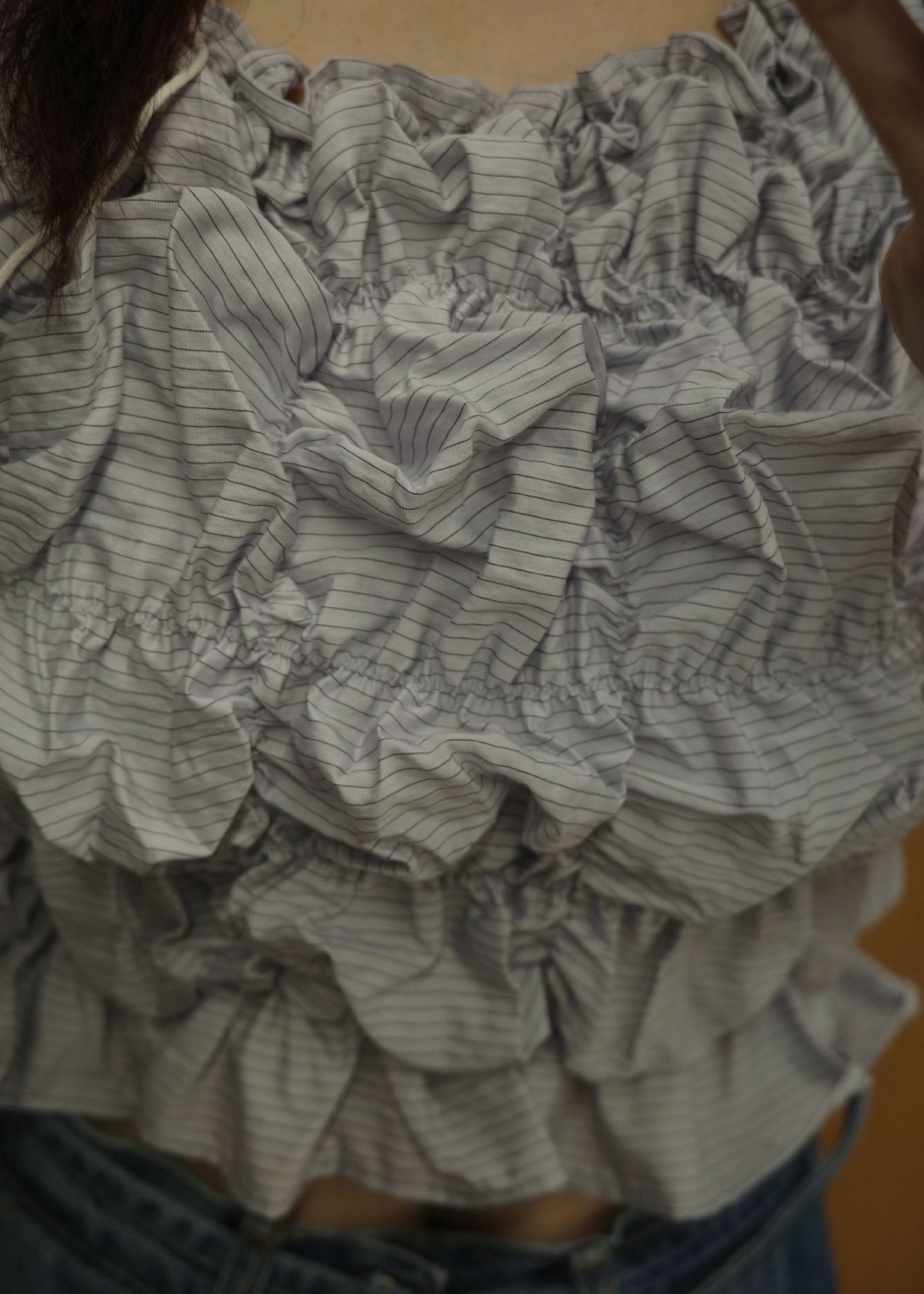 whip shirring stripe 2way tops