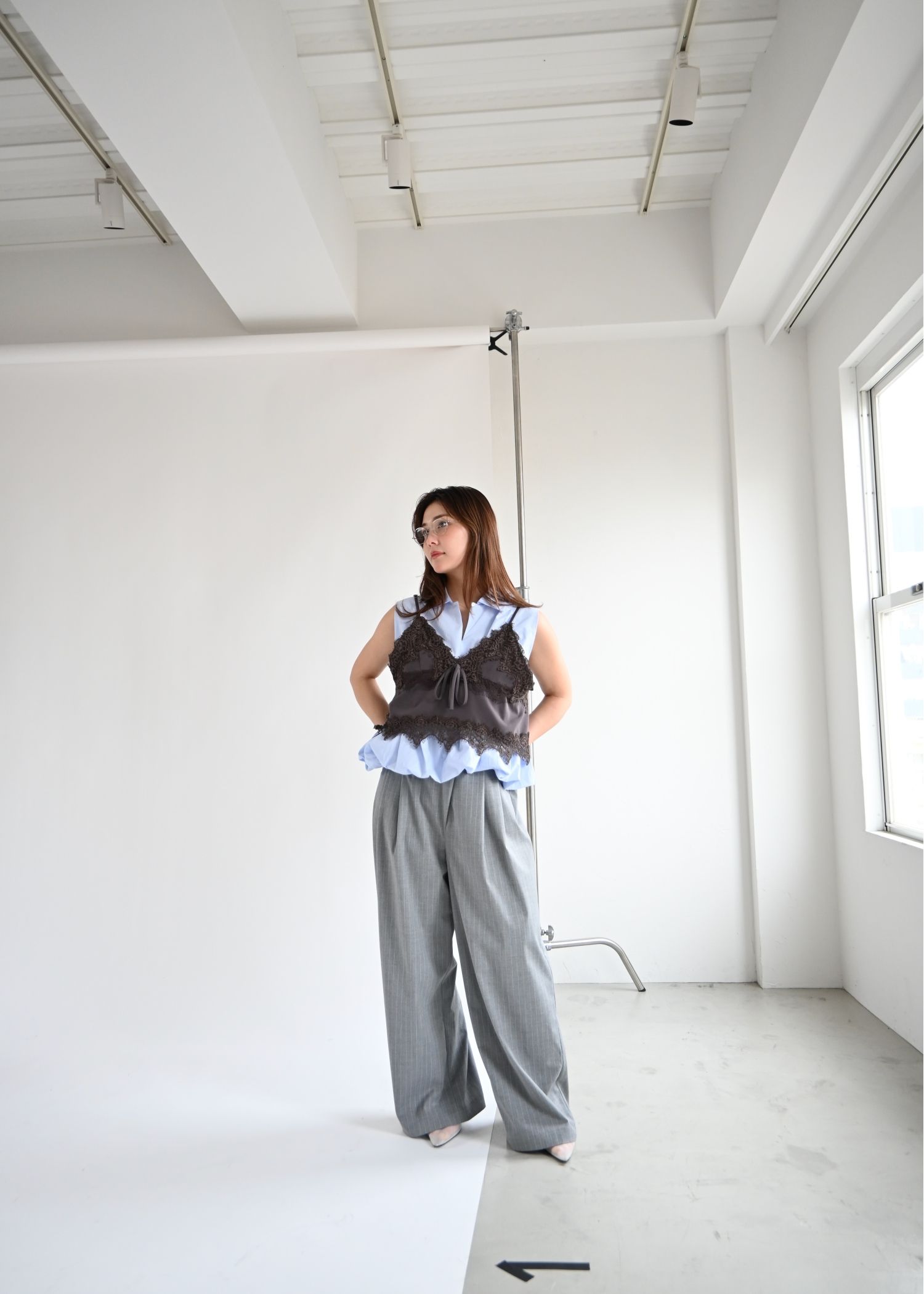 volume balloon gather no sleeve tops