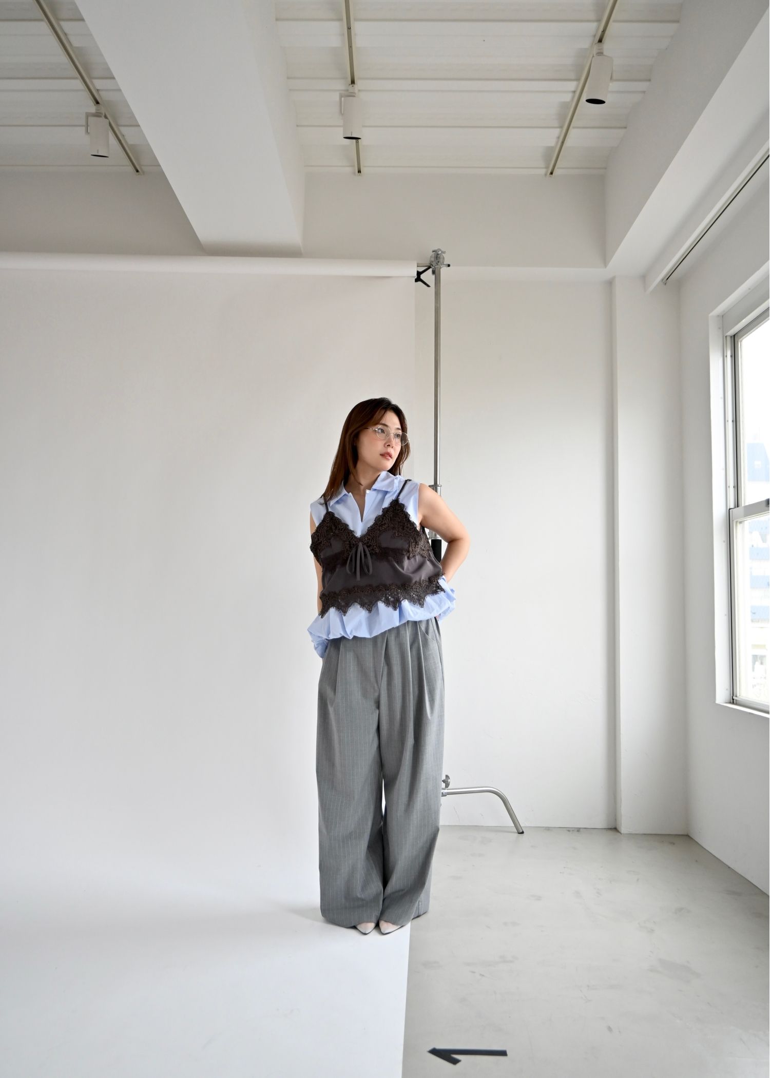 volume balloon gather no sleeve tops