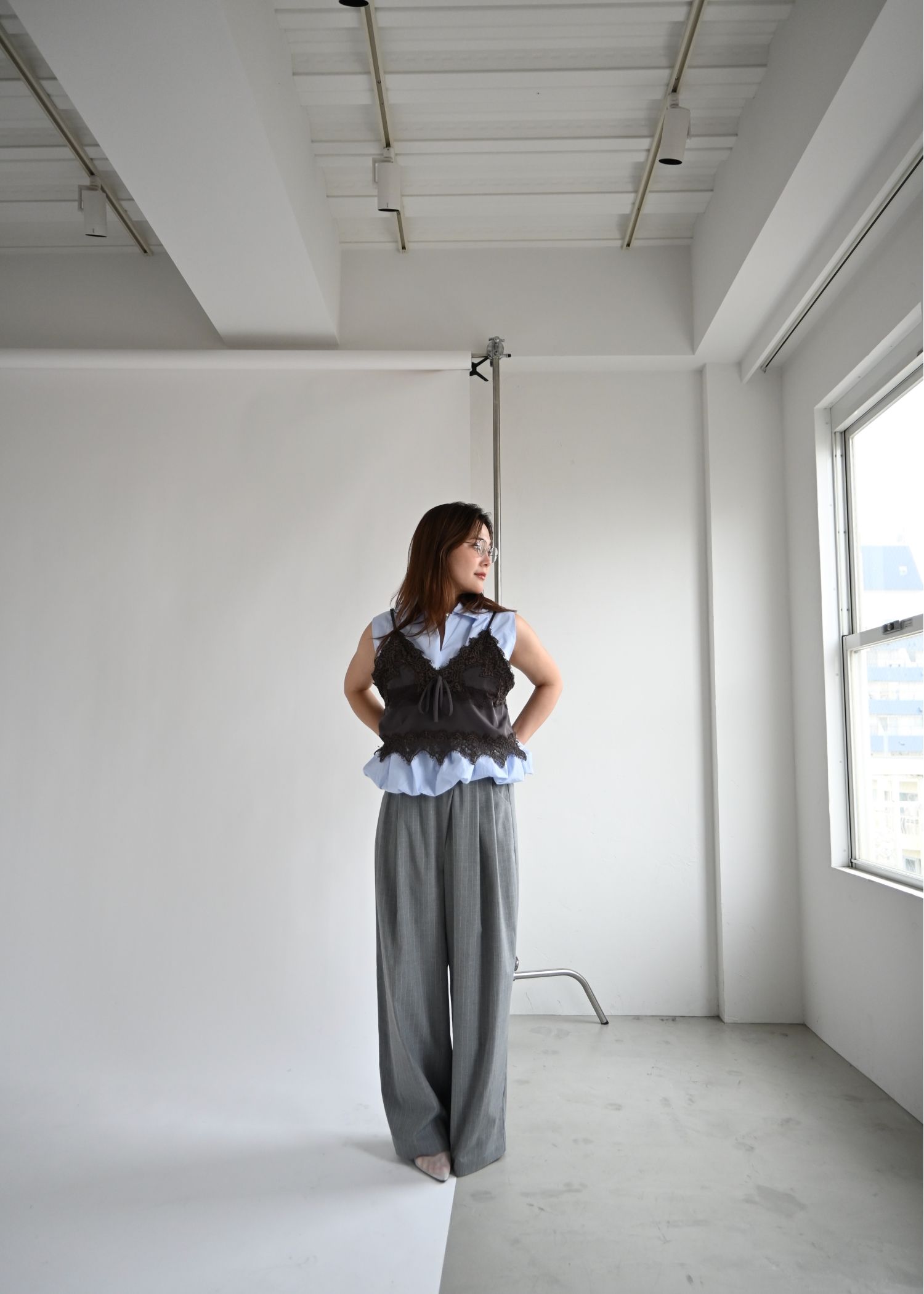 volume balloon gather no sleeve tops