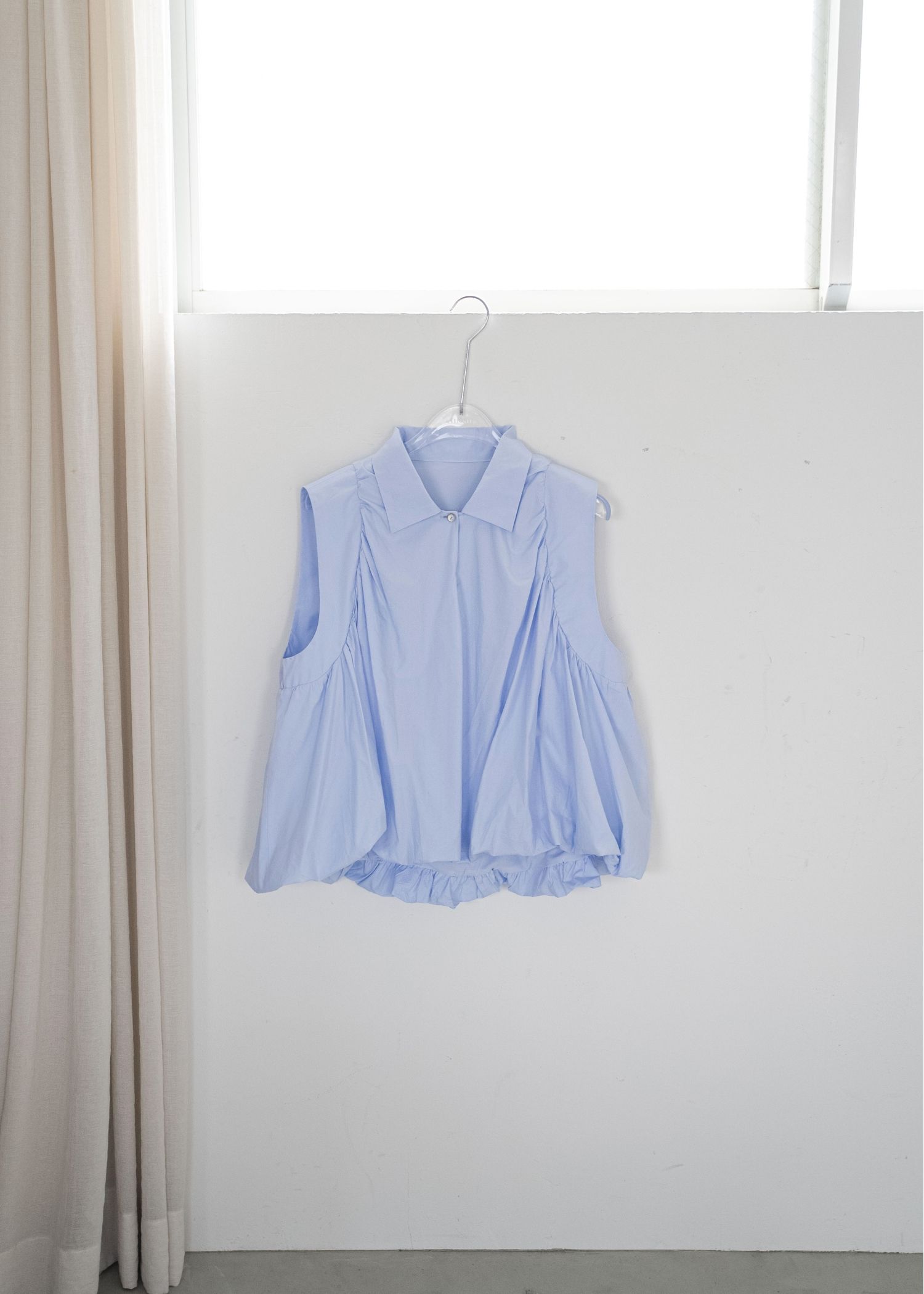 volume balloon gather no sleeve tops