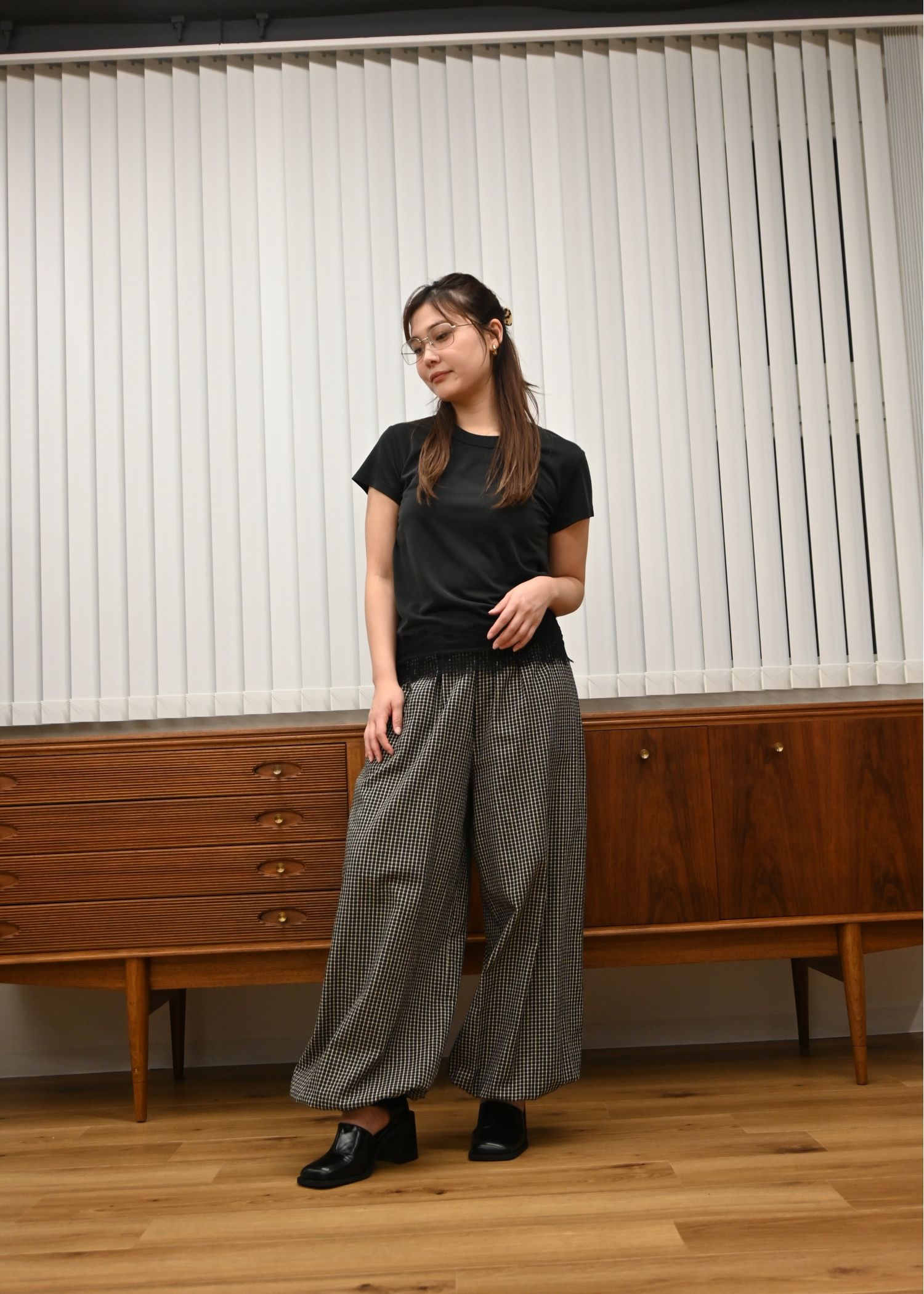 hem scallop lace compact T-Shirt