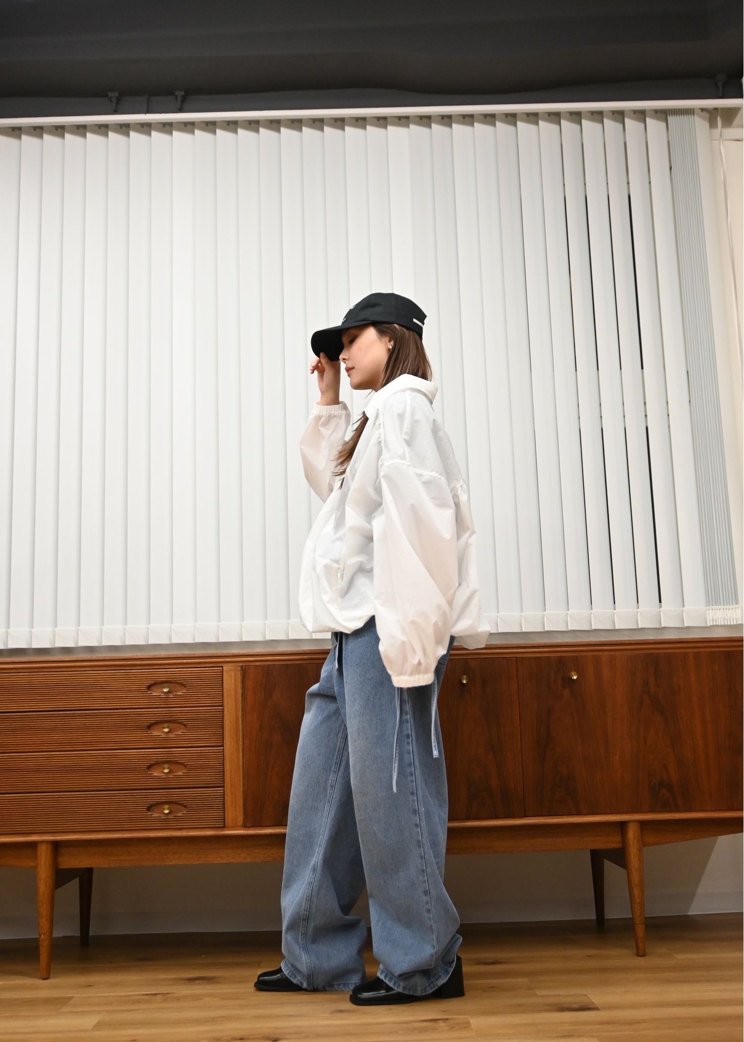 water repellent & UV cut half zip sheer tops