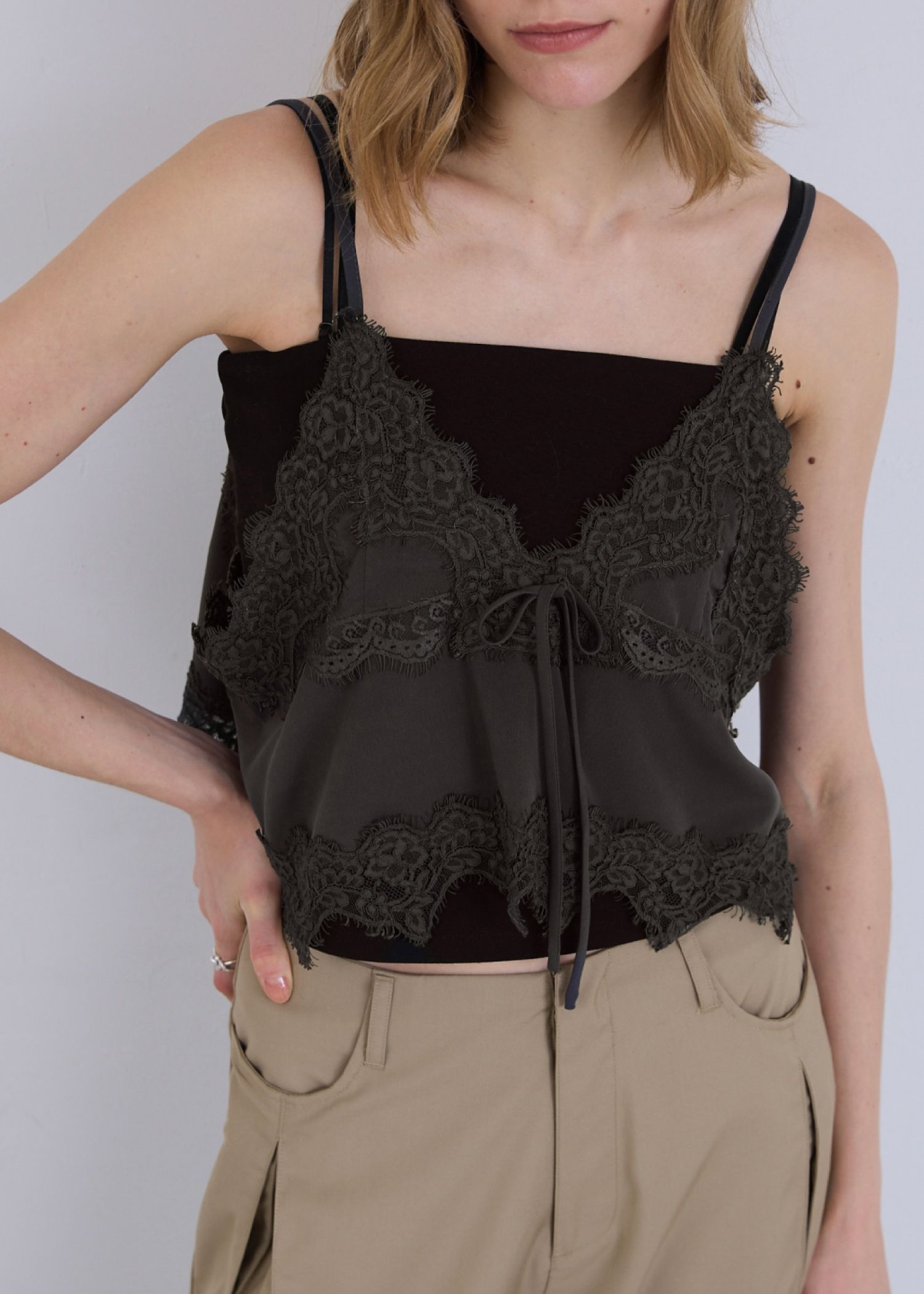 lace cropped bustier cami