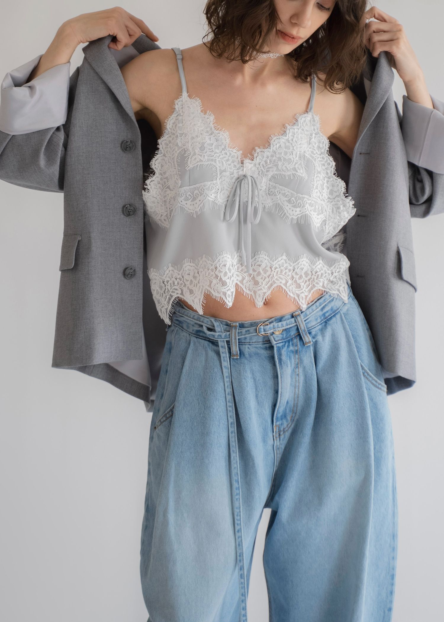 lace cropped bustier cami