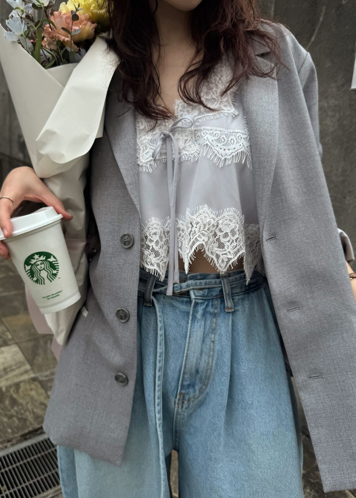 lace cropped bustier cami