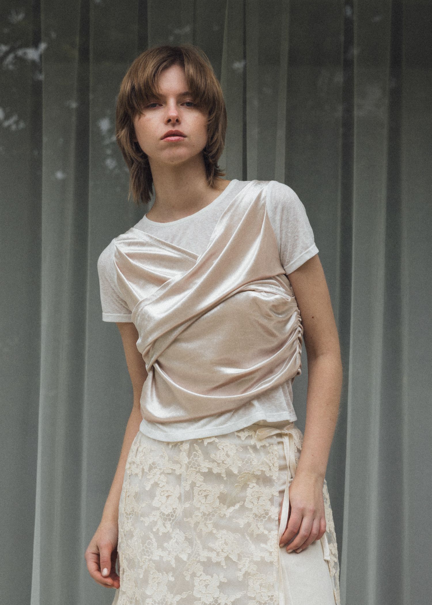 cache coeur mix slub velour tops