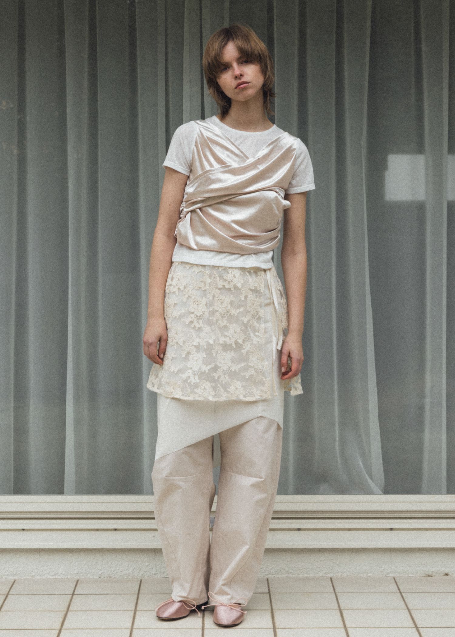 cache coeur mix slub velour tops