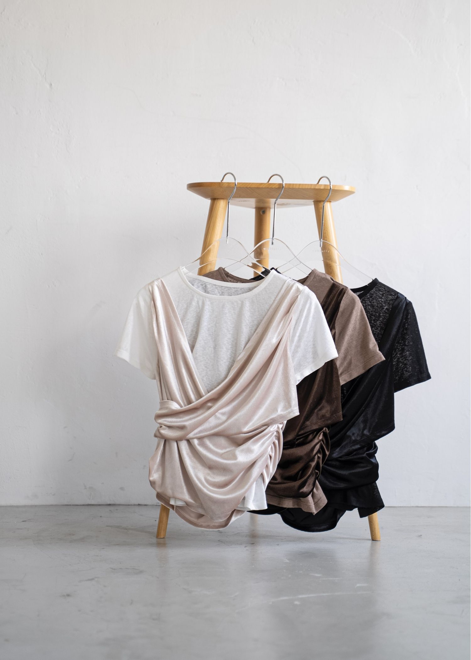 cache coeur mix slub velour tops