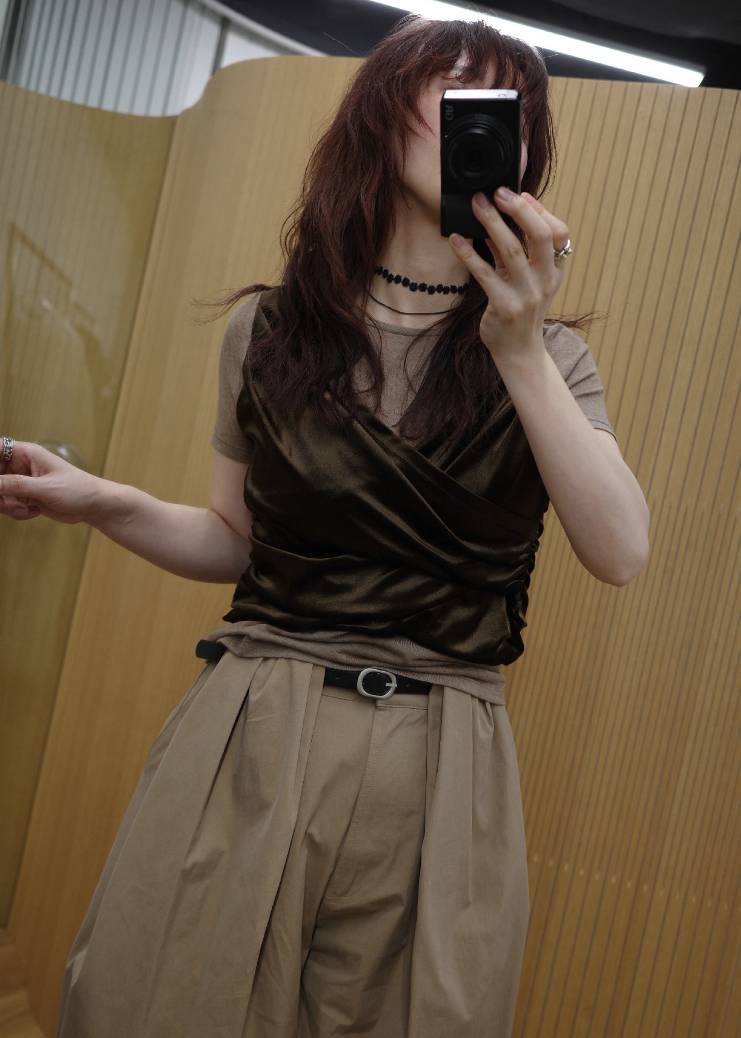 cache coeur mix slub velour tops