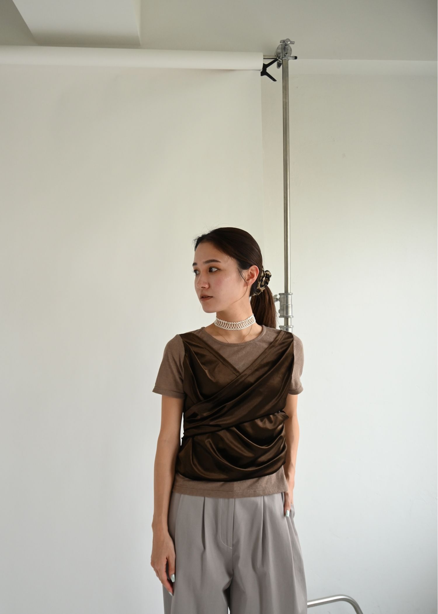 cache coeur mix slub velour tops