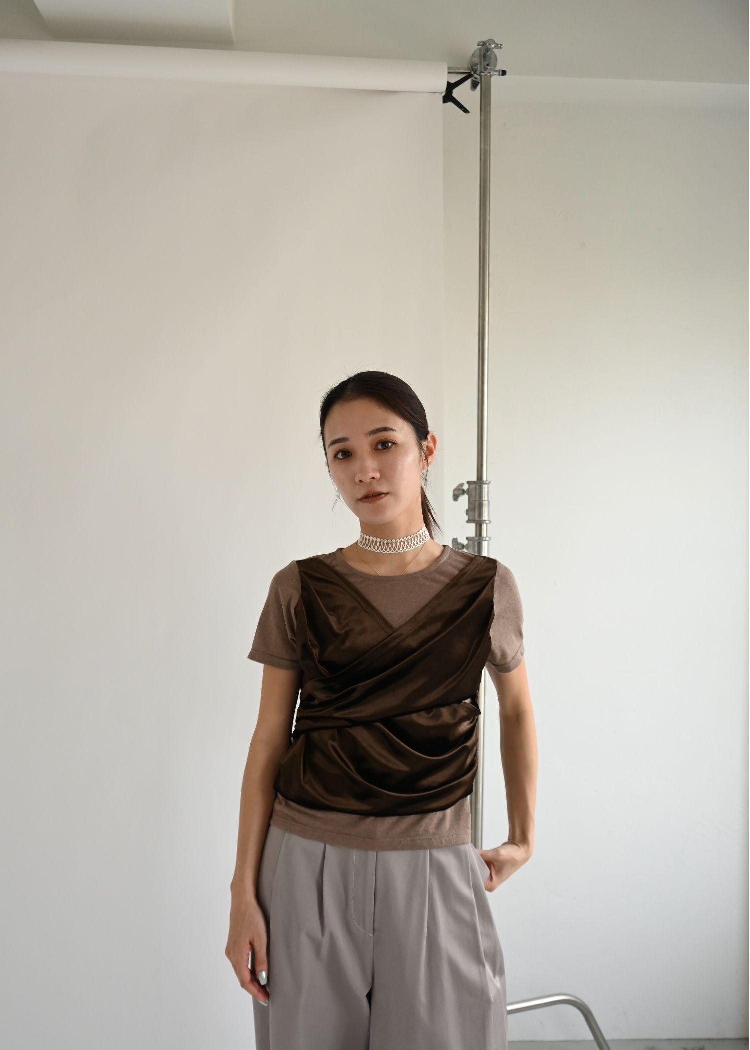 cache coeur mix slub velour tops